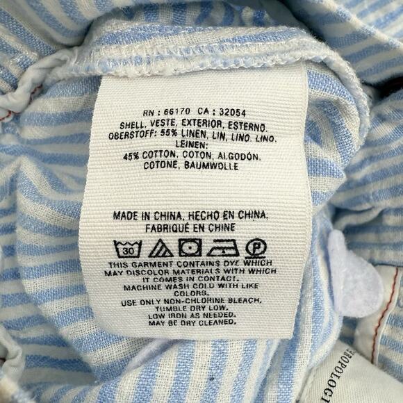 Anthropologie Seashore Linen Blend Pants Women XS Blue Striped Rope Belt Crop - Picture 11 of 16